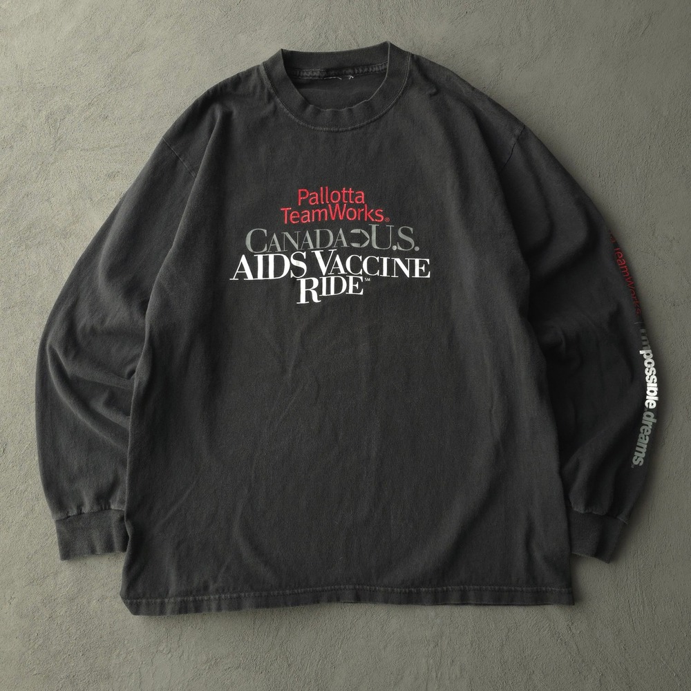 Vintage 2000s Black T-shirt XL Canada U.S. AIDS Vaccine Ride Pallotta TeamWorks
